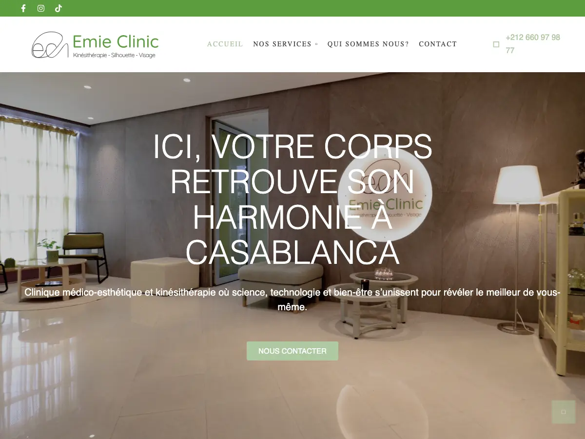 EMIE CLINIC - aperçu du site de clinique esthétique