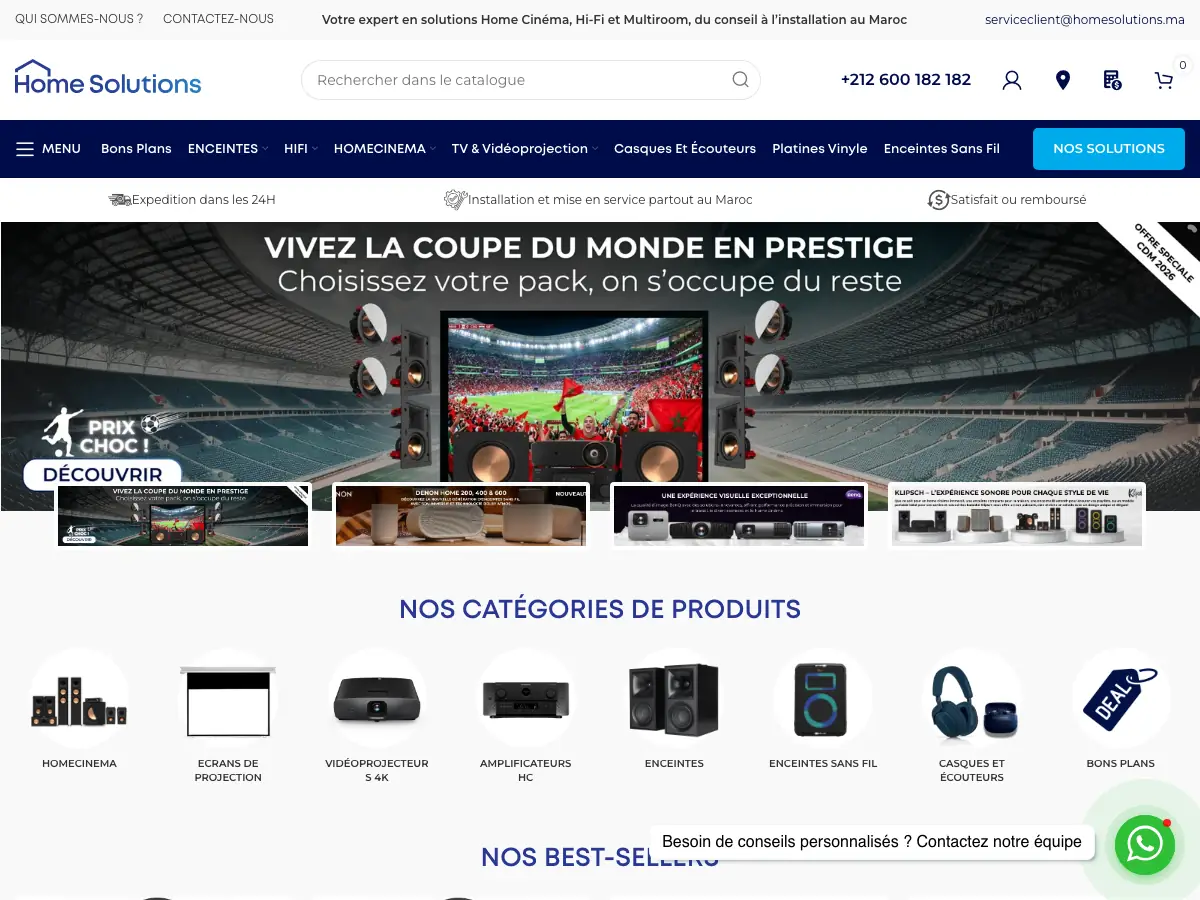 HOME SOLUTIONS - aperçu du site home cinéma et hi-fi